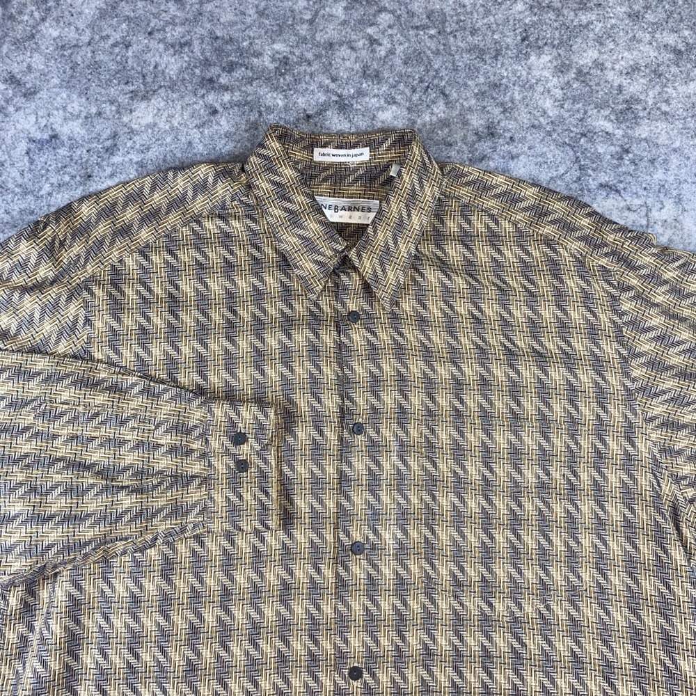 Jhane Barnes Dress Shirt Men's Large Multicolor Geometric Abstract Long Sleeve